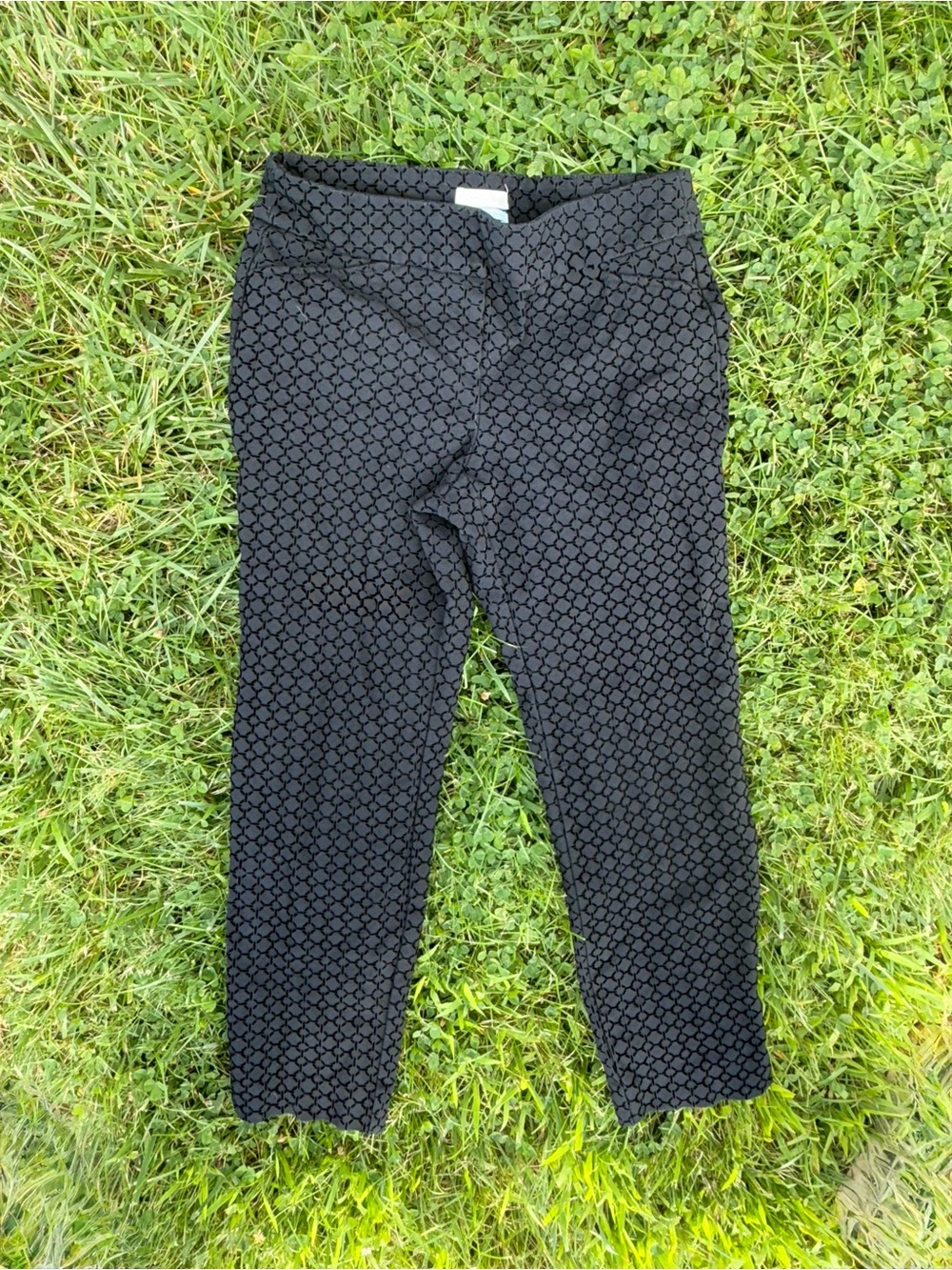 Charter Club Black Slim Patterned Stretch Pants